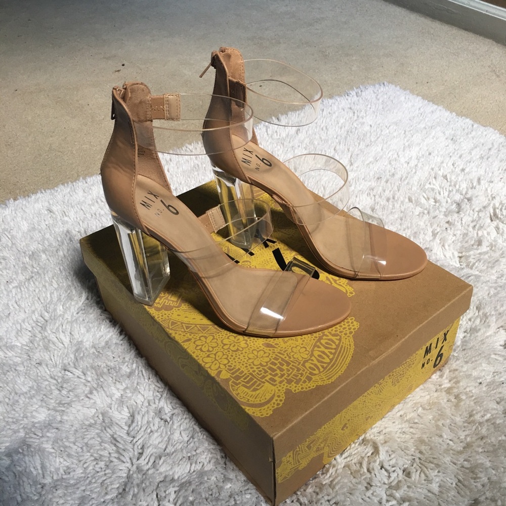 Clear Strap Block Heels